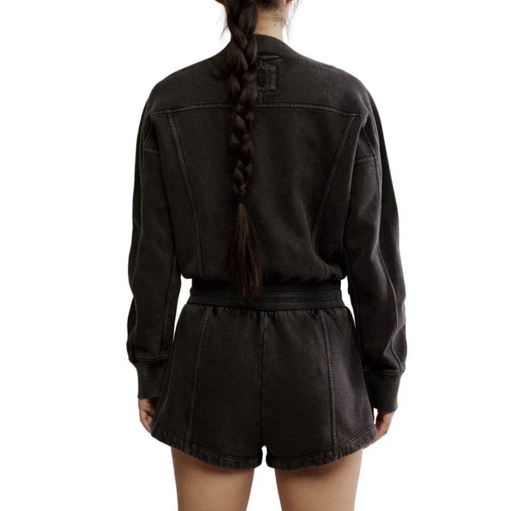 Free People FP Movement Intercept Sweatshirt Romper Mineral Black $128 MEDIUM - Picture 3 of 4